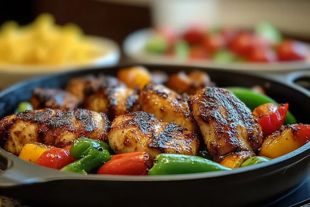 Juicy grilled Asian chicken thighs glazed with soy sauce marinade, garnished with sesame seeds and green onions.