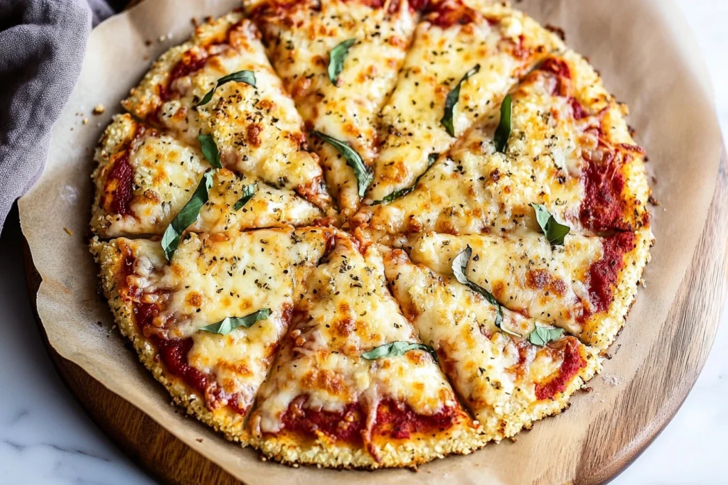 Store-bought cauliflower pizza crusts from different brands displayed side by side.
