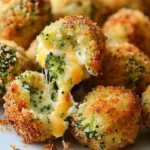 Golden brown Baked Broccoli Cheese Balls served with dipping sauces like marinara and ranch