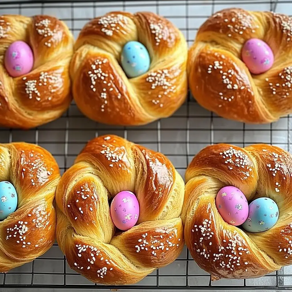 Hands braiding two ropes of dough to form the traditional Italian Easter bread before baking