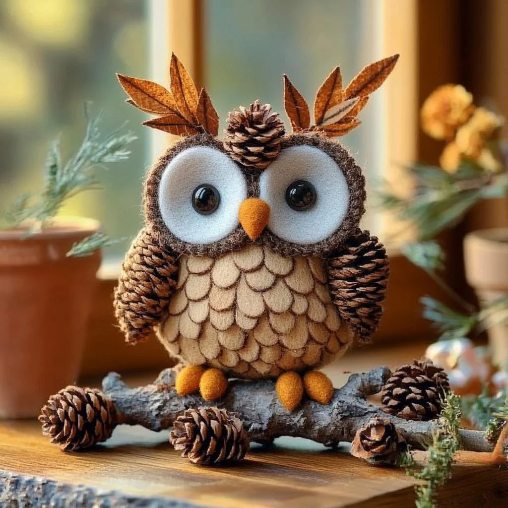 pine cone owl craft 2025 06 18 072722 - Pine Cone Owl Craft