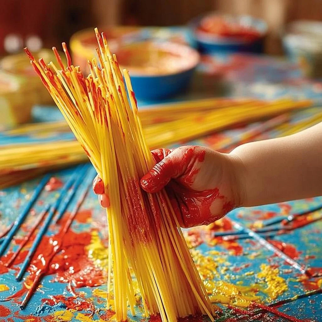 spaghetti paintbrushes sensory play 2025 06 12 084232 - Spaghetti Paintbrushes Sensory Play