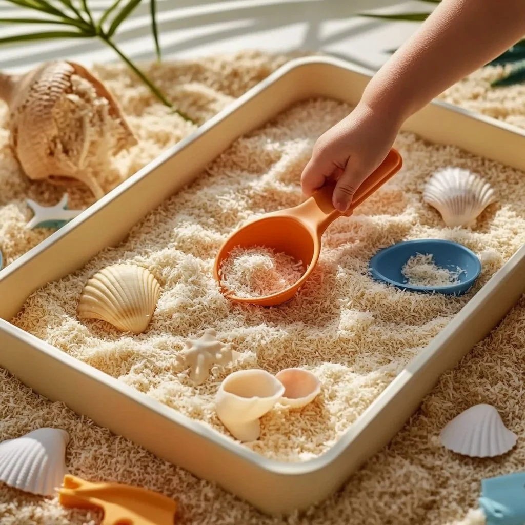 taste safe coconut sensory bin 2025 06 21 084635 - Taste-Safe Coconut Sensory Bin