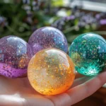 Homemade colorful bouncy balls made from a simple recipe