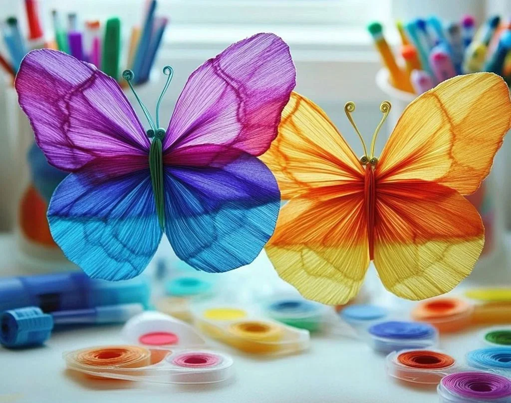 Chromatography coffee filter butterflies showcasing color separation technique