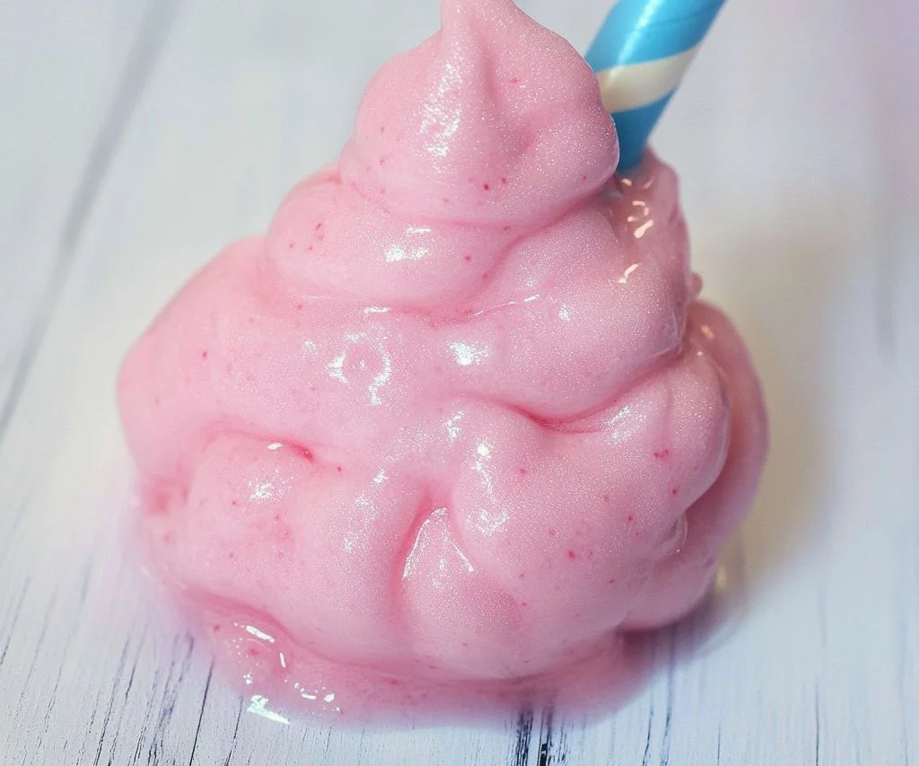 Homemade cotton candy slime in pastel colors, fluffy and stretchy texture