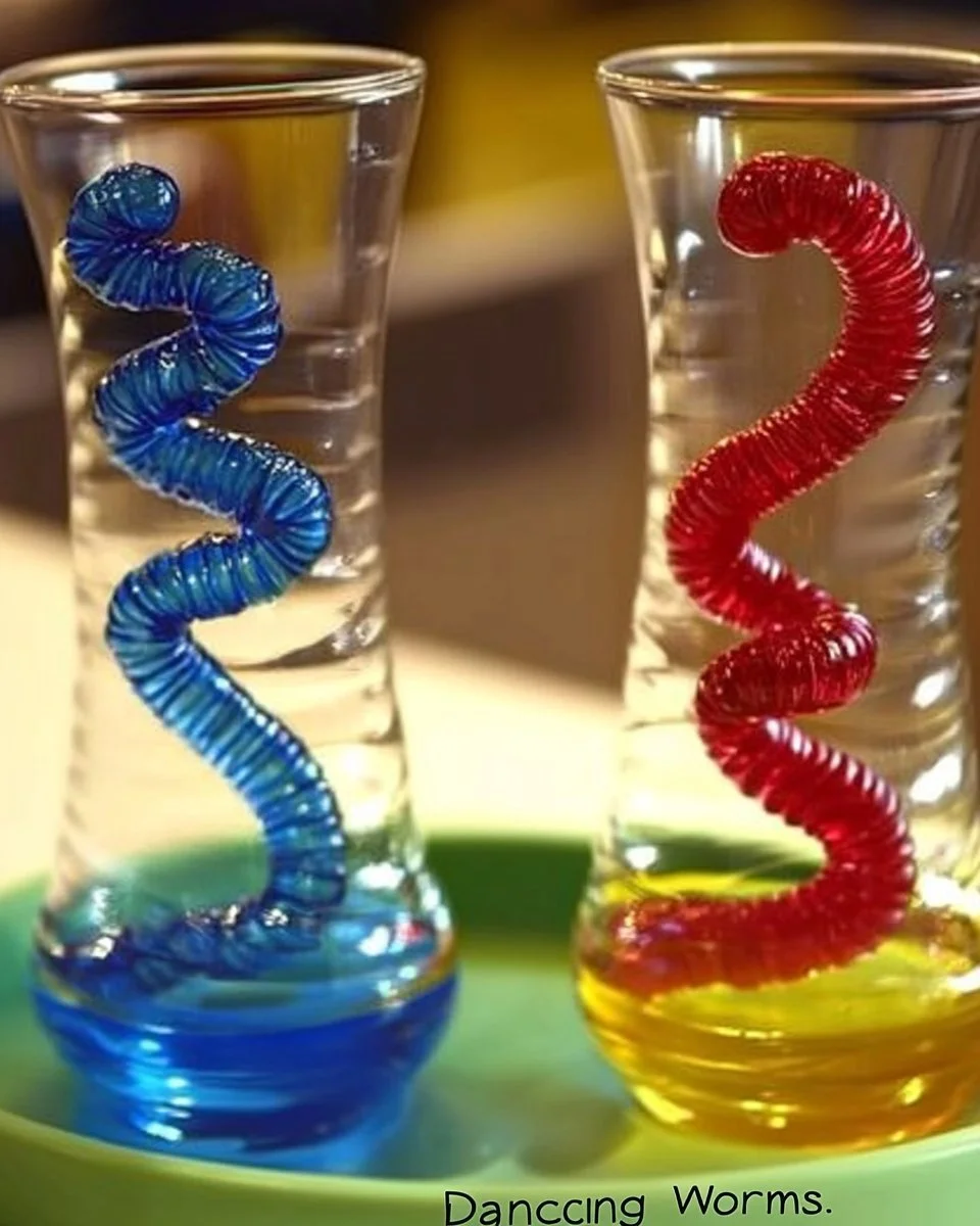 Dancing worms in a chemistry experiment showcasing fun scientific reactions.