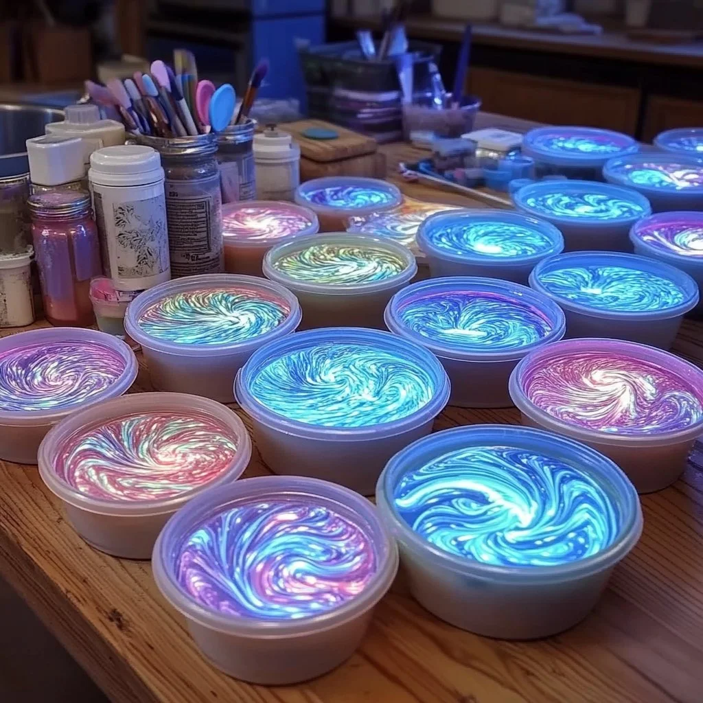 DIY glow-in-the-dark puffy paint project with vibrant colors