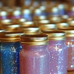 Glitter gel scent jars showcasing various vibrant colors and scents