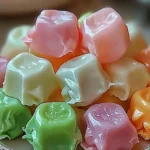 Homemade taffy in colorful wrappers ready to enjoy