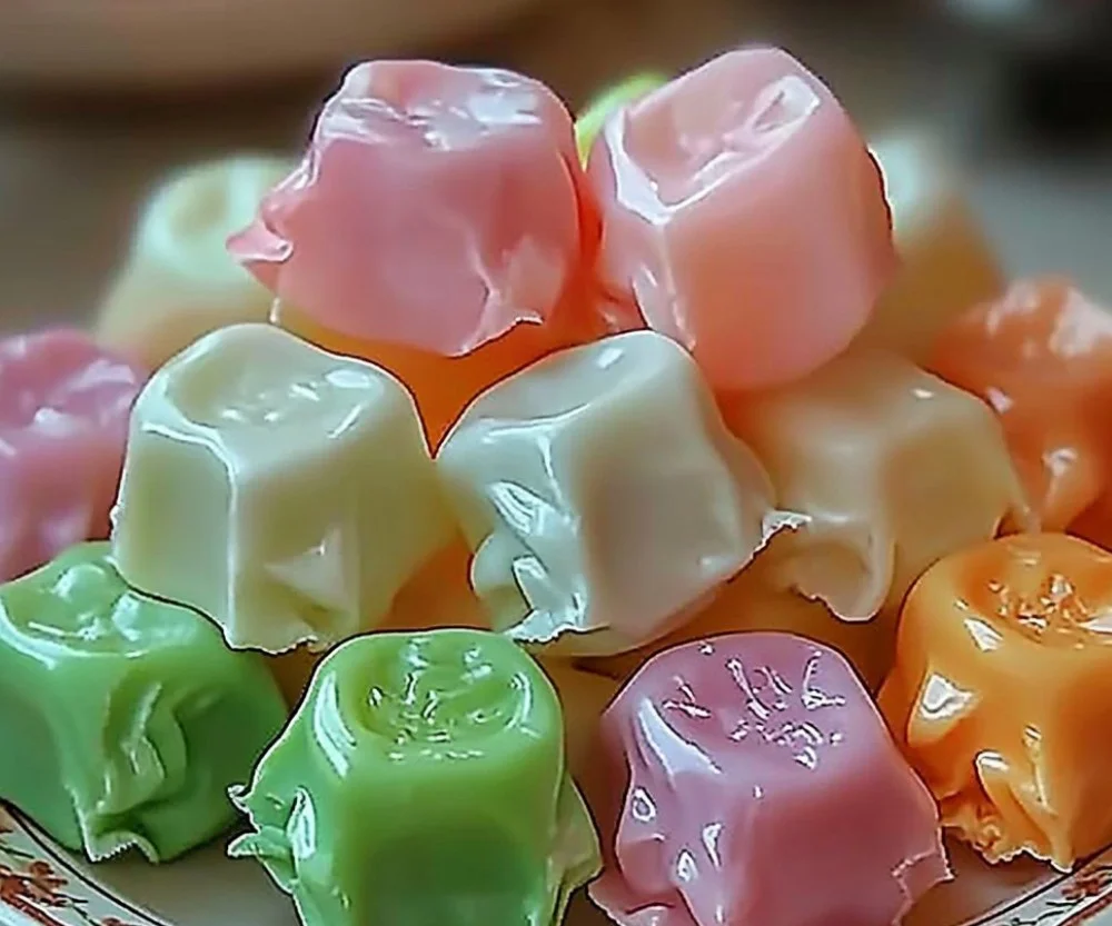 Homemade taffy in colorful wrappers ready to enjoy