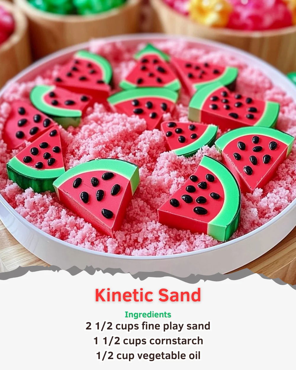 Colorful Kinetic Sand for creative sensory play and molding fun.