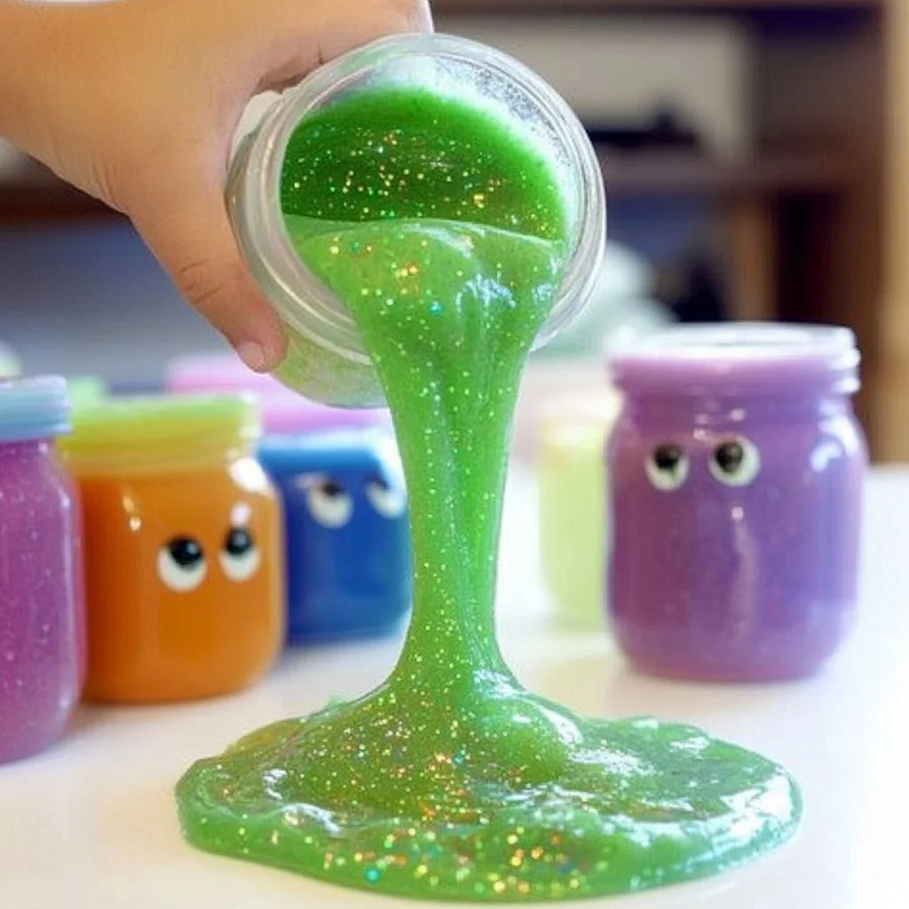 A colorful bowl of monster slime made from a fun recipe.