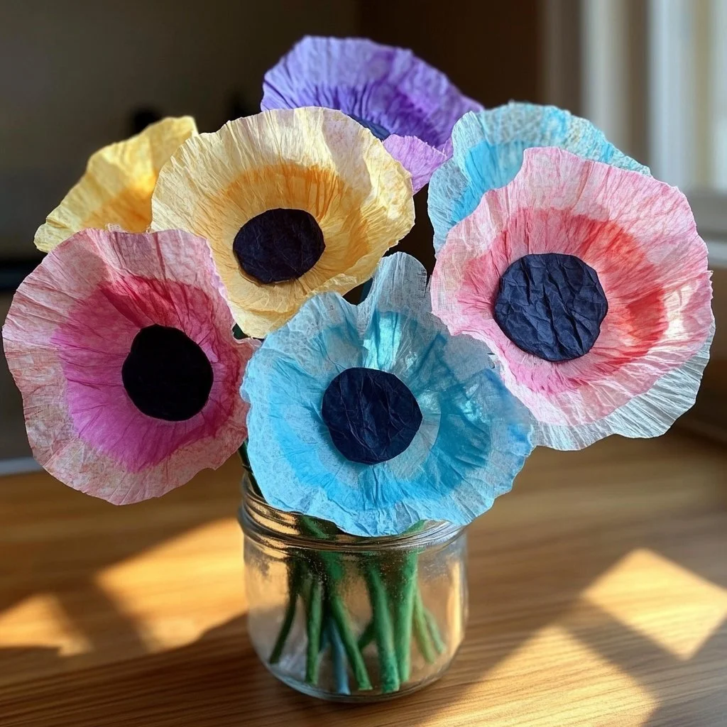 DIY coffee filter flowers craft project