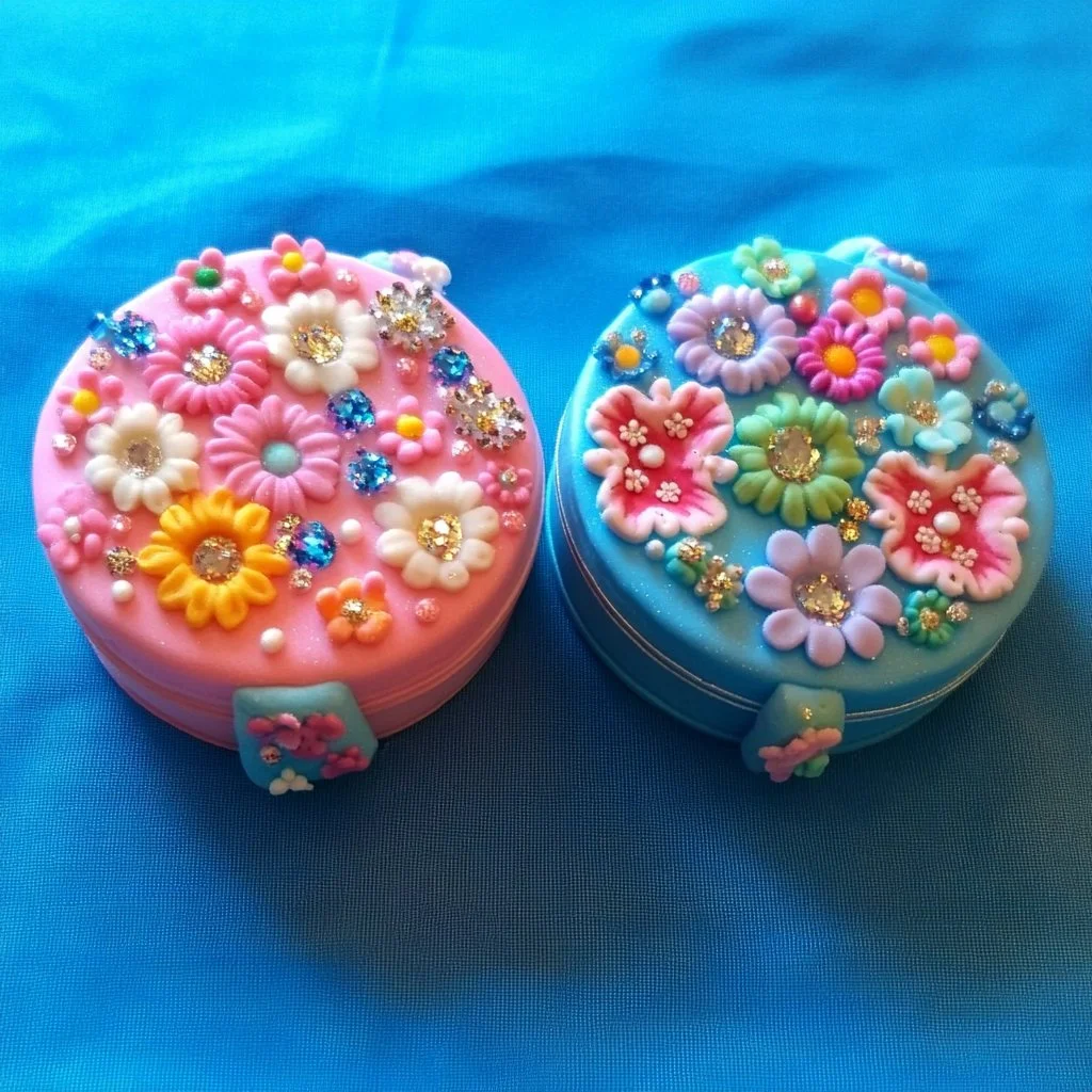 Flower hair brush craft project with cream glue for creative DIY designs.