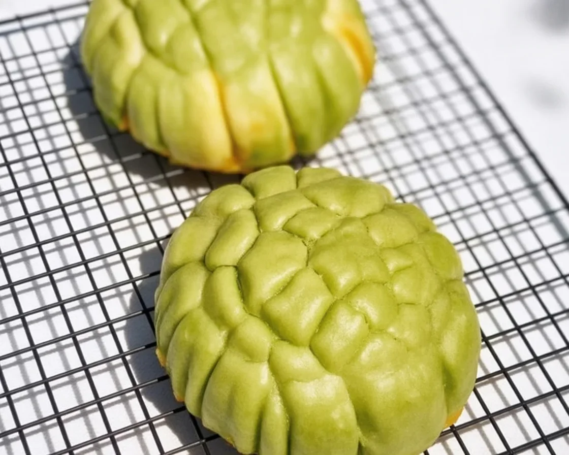 Delicious Matcha Pan, a Japanese sweet bread with vibrant green tea flavor.