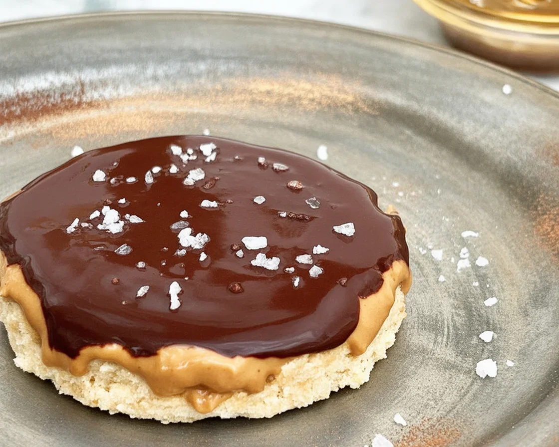 Peanut butter chocolate rice cakes topped with creamy peanut butter and melted chocolate.