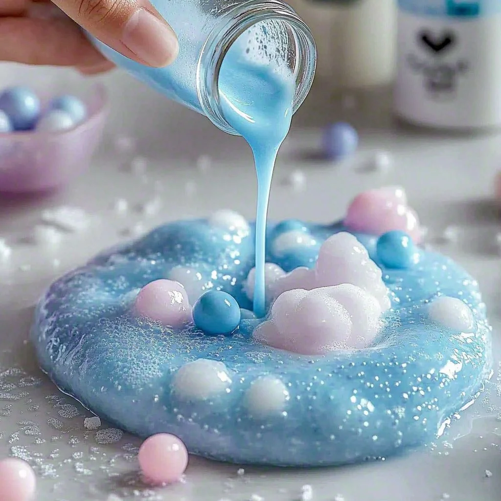 Colorful DIY fizzing slime in a bowl, showcasing its bubbly texture.