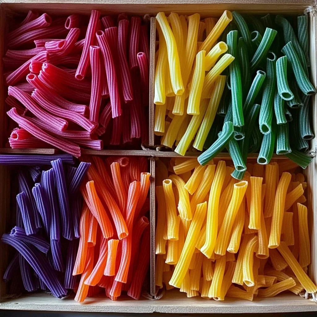 Colorful dyed pasta for engaging sensory play activities for children