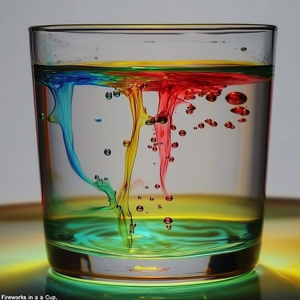 Cup filled with colorful drinks inspired by fireworks