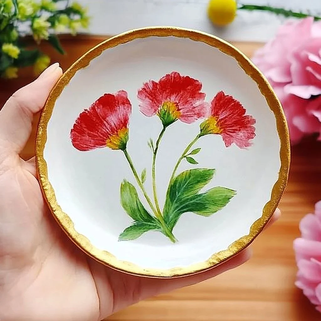 Flower Imprint Clay Dish showcasing intricate flower designs and natural clay texture