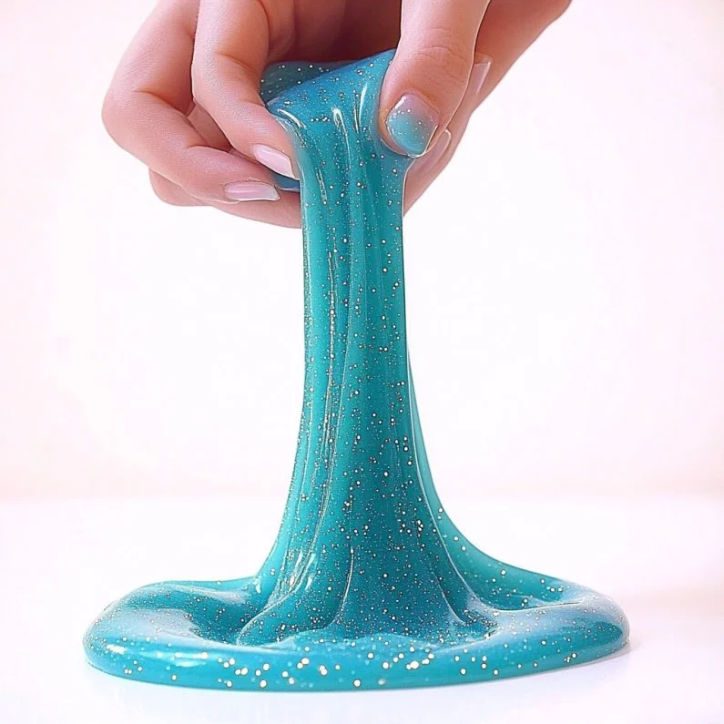 Vibrant and sparkly Mermaid Slime in shades of blue and green