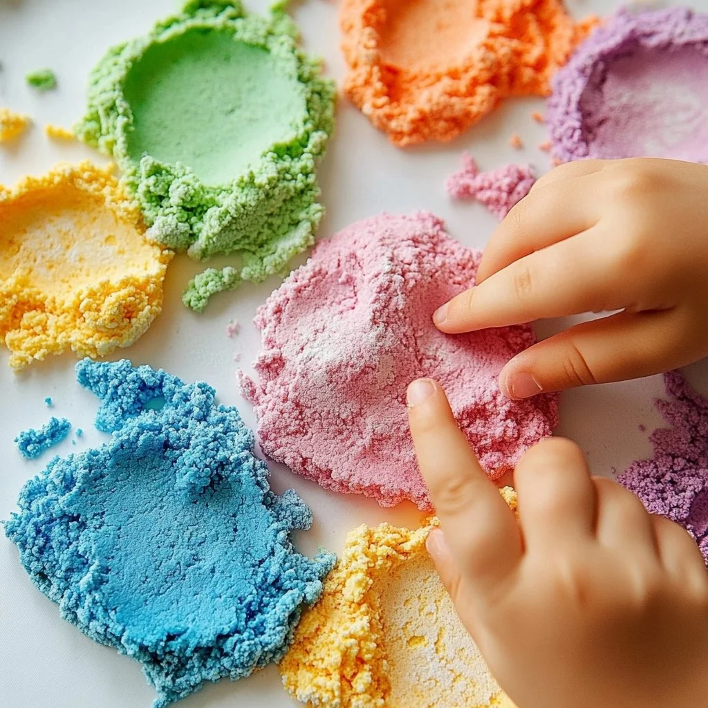 Rainbow Glow Moon Dough in vibrant colors for creative play.