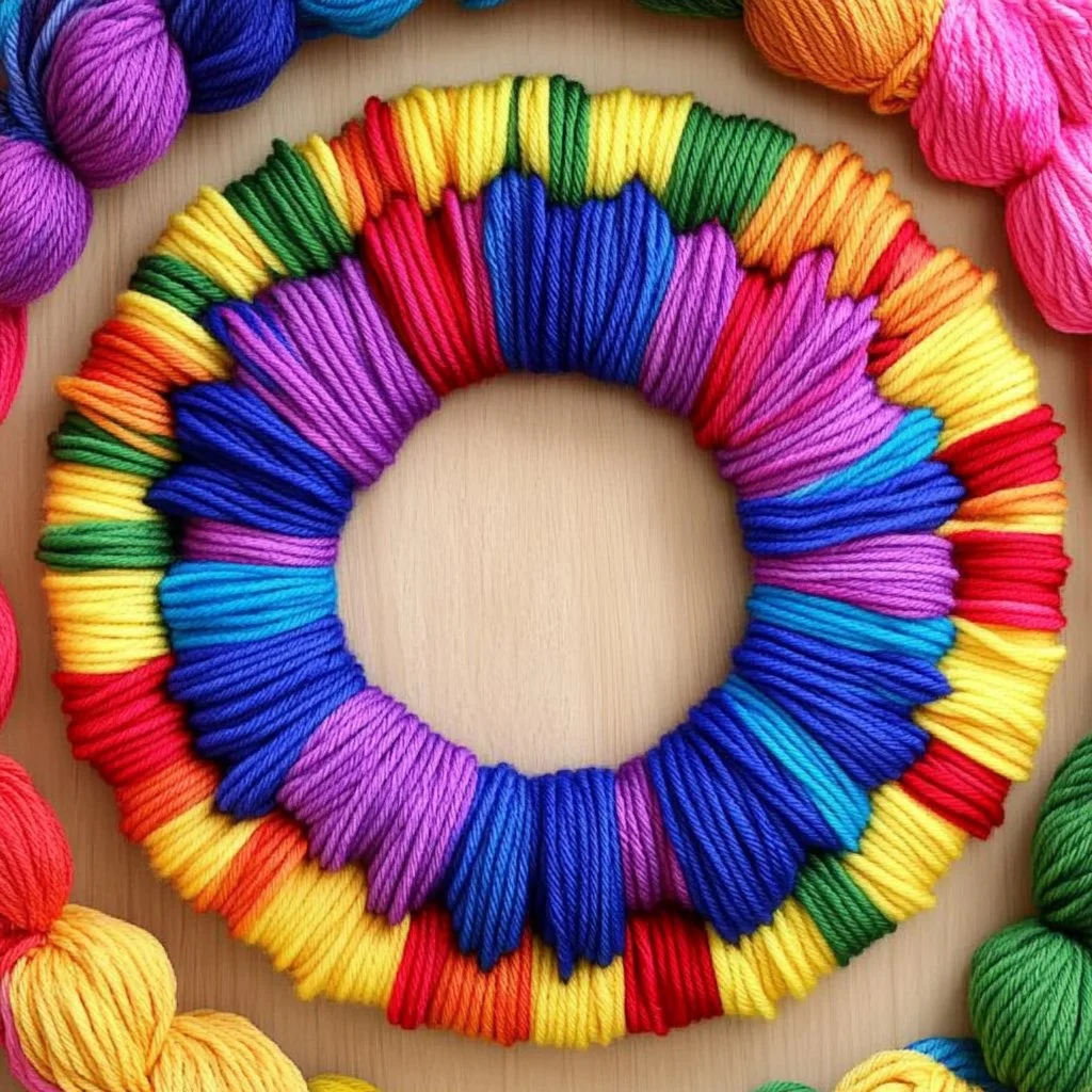Colorful rainbow tassel wreath perfect for home decoration