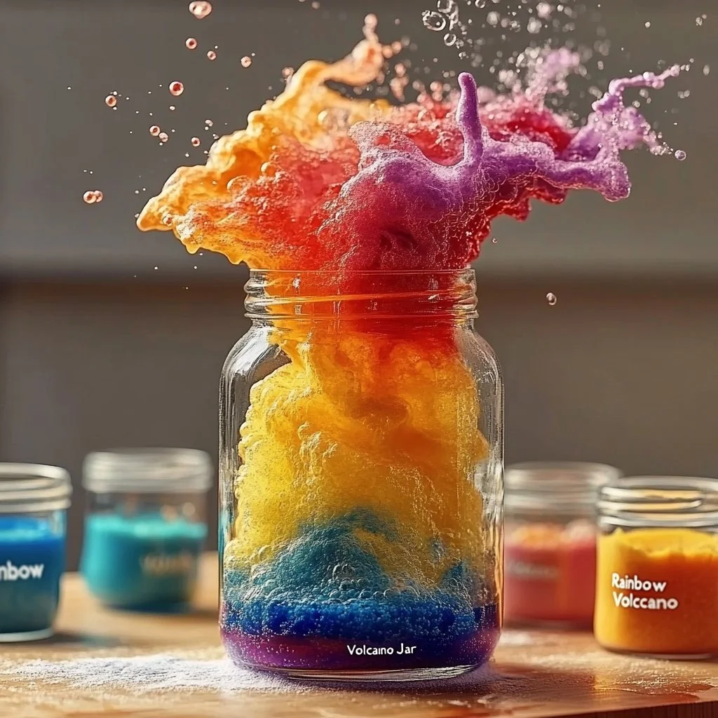Rainbow Volcano Jar showcasing vibrant colors and artistic design