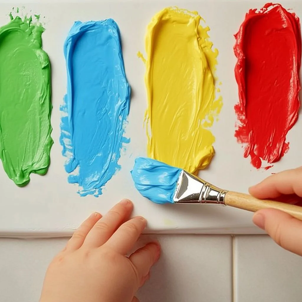 Shaving cream bath paint in vibrant colors for creative bath time fun