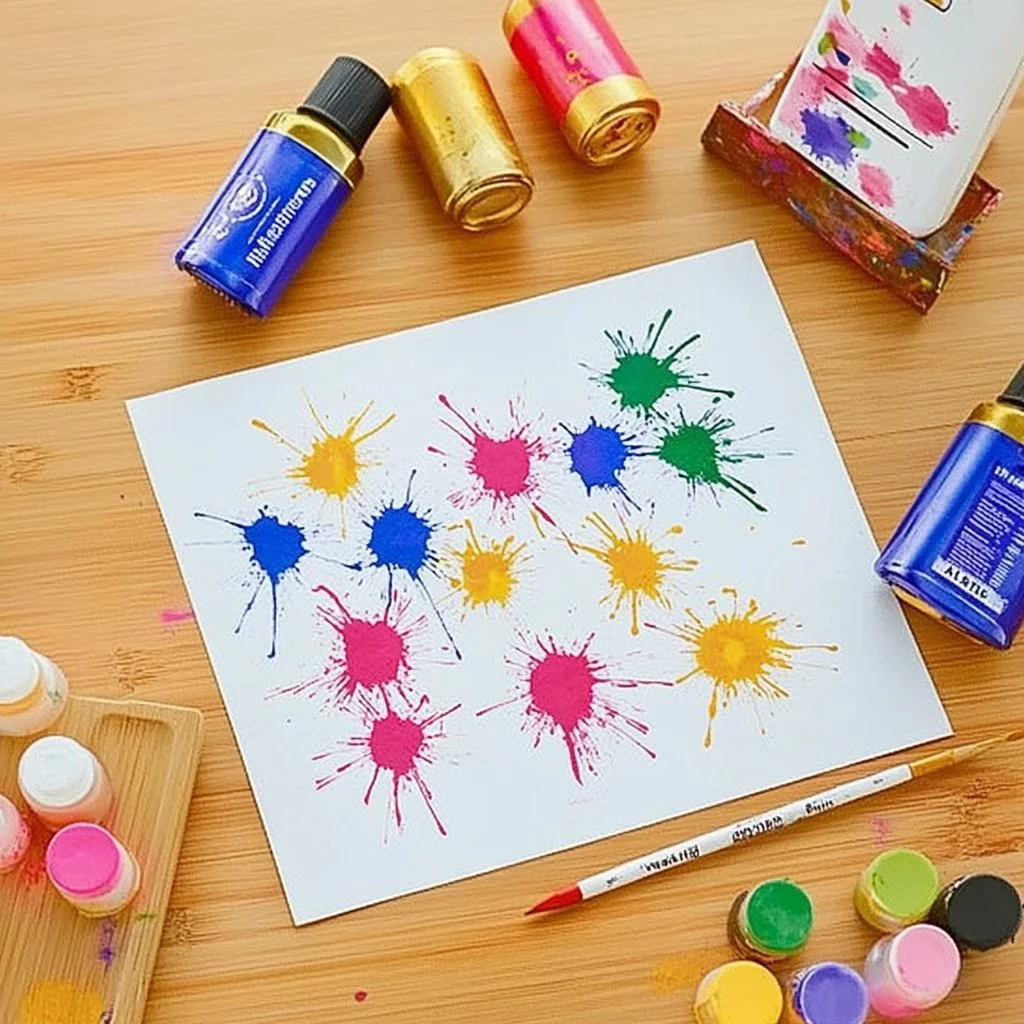 Colorful shaving cream illustrations with fireworks effects.