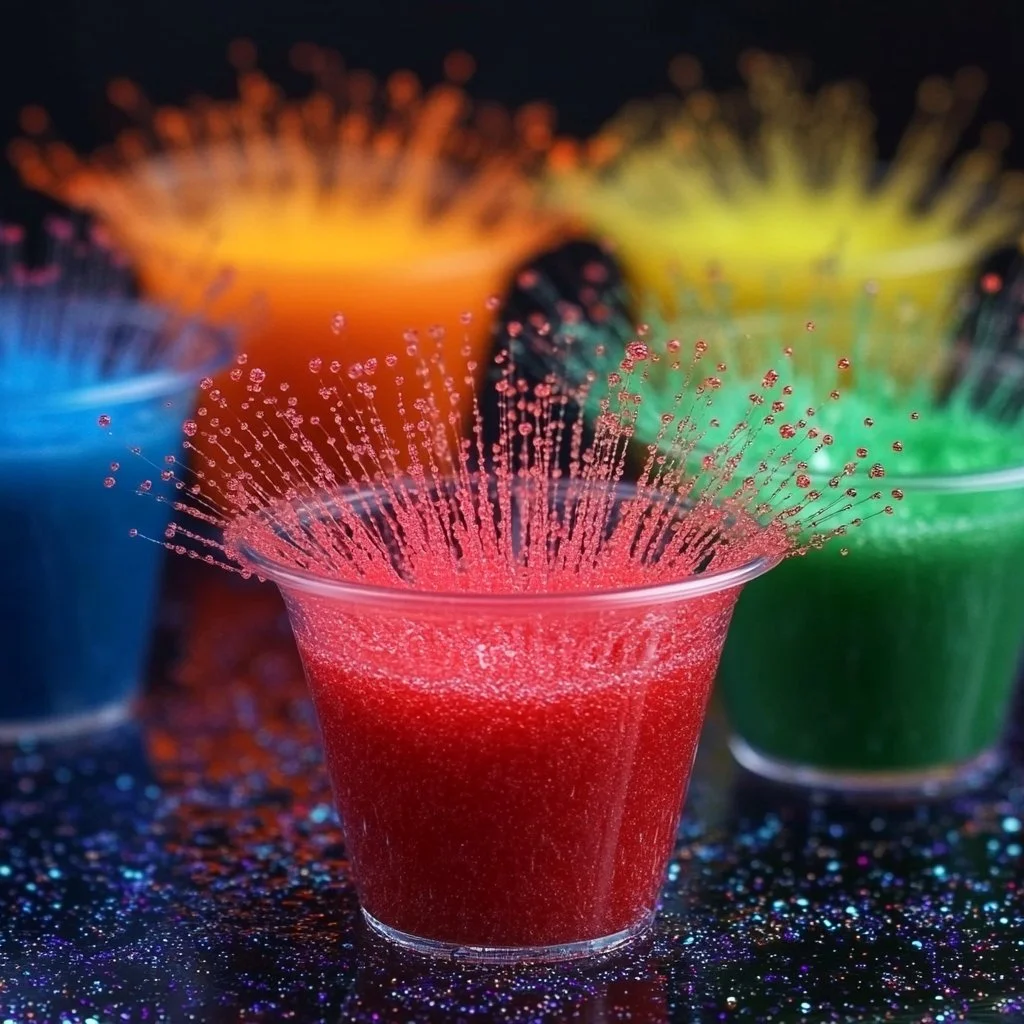 Colorful sugar and vinegar fireworks reaction in a fun science experiment