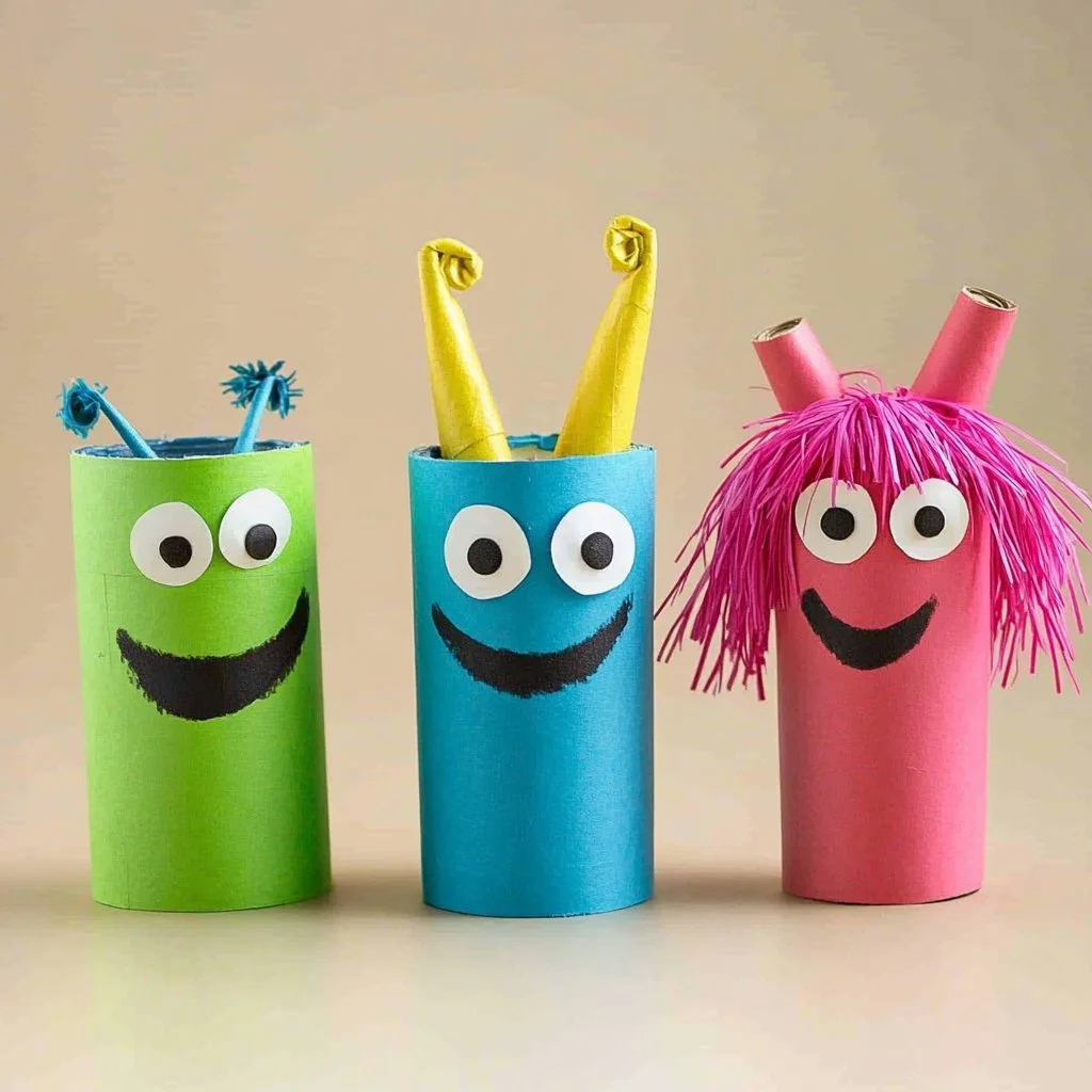 Colorful toilet roll monster craft for kids