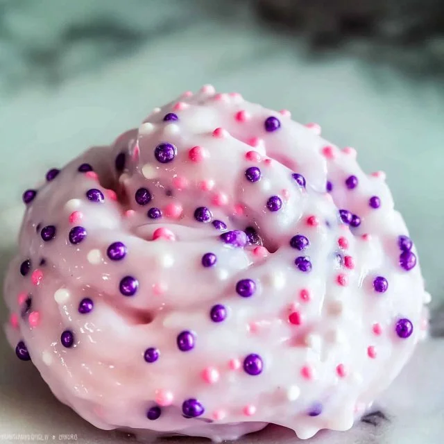 Valentine's Day Floam Slime in pink and red colors with heart shapes.