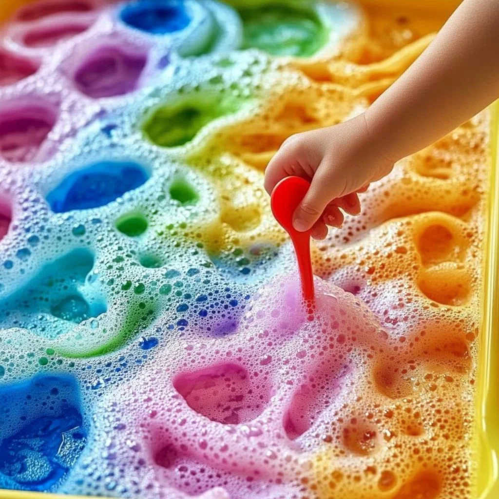 Colorful Bubble Foam Rainbow Tray for creative play and enjoyment