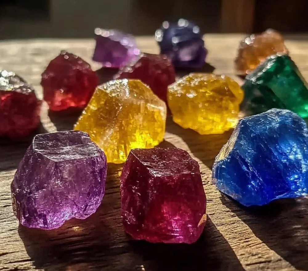 Color-changing crystal treasure stones showcasing vibrant hues and unique charm.