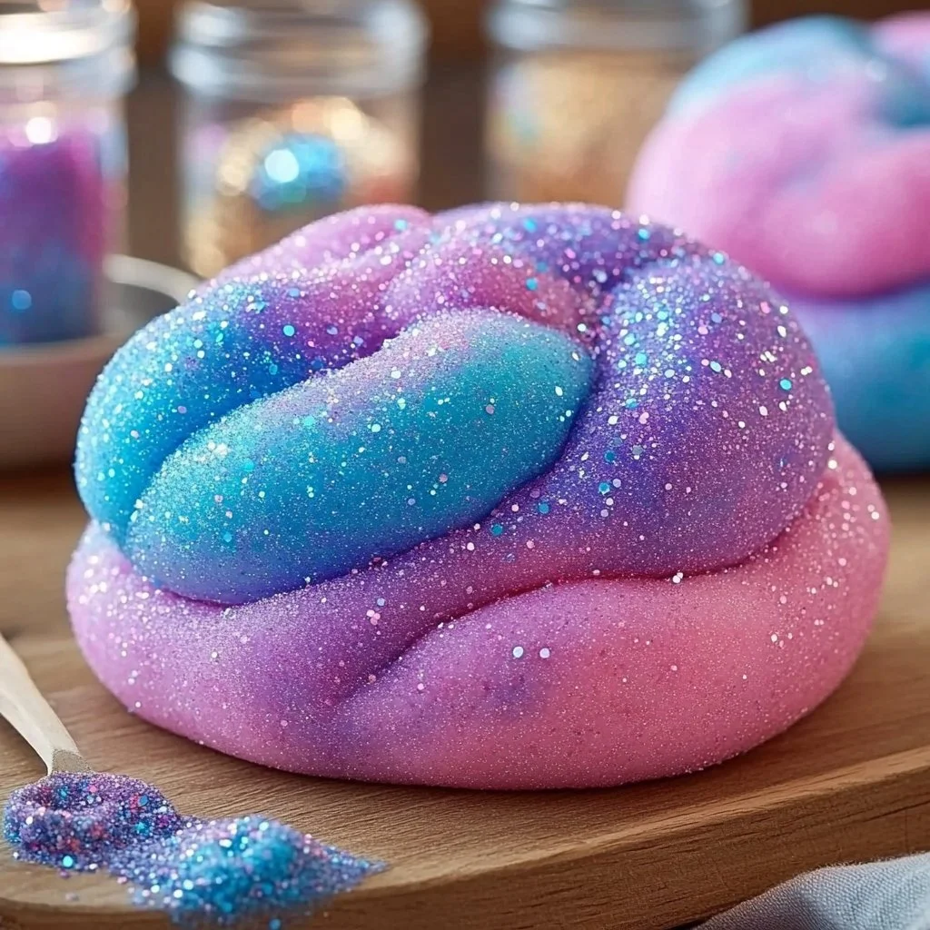 Colorful cornstarch glitter dough for creative play and crafts