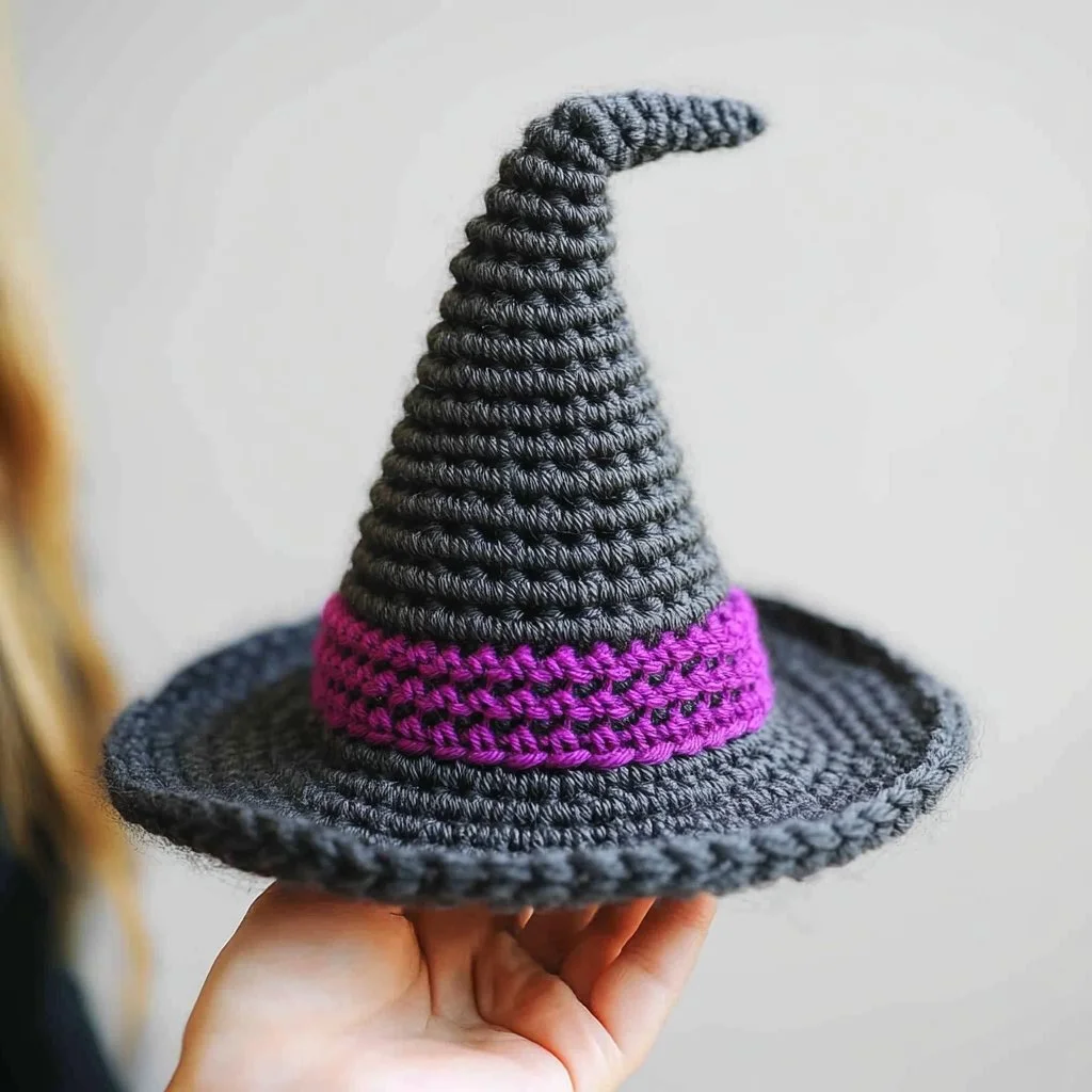 Crochet witch hat pattern for Halloween decorations