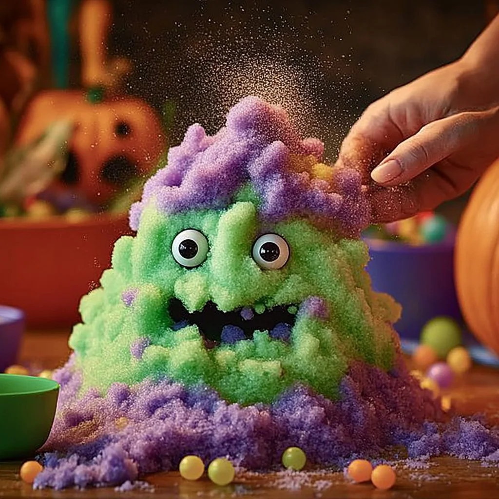 Colorful Crunchy Monster Bubble Dough for sensory play and creativity