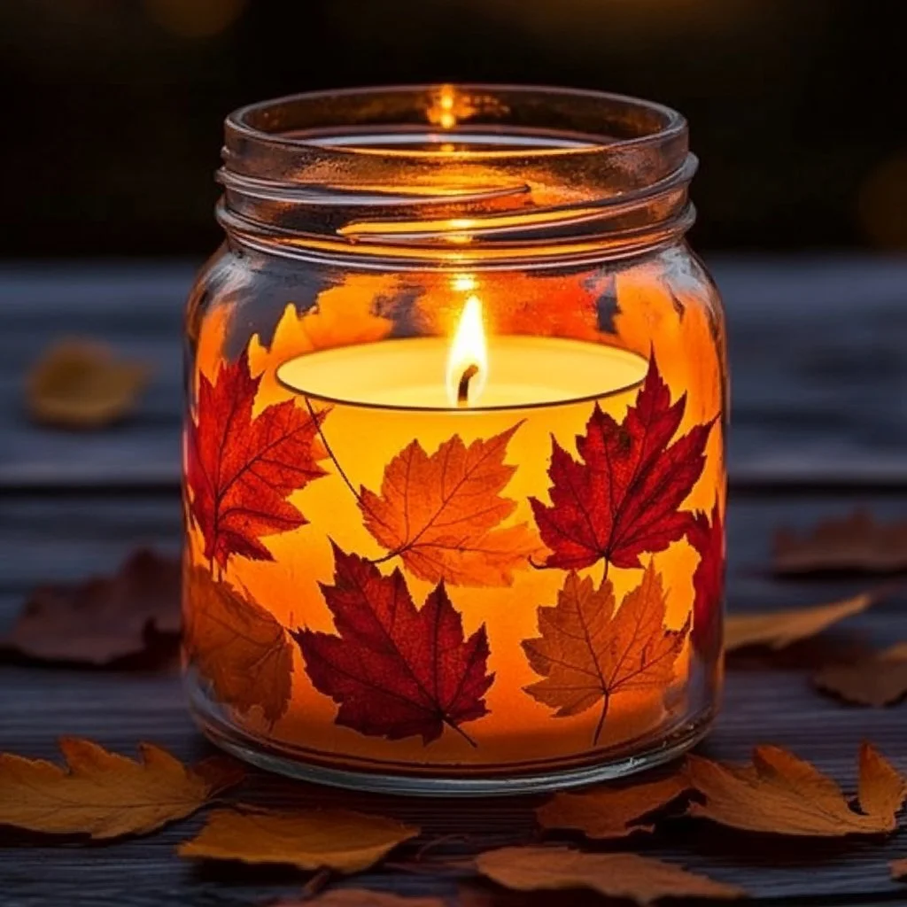 Handcrafted autumn leaf candle holders for fall decor