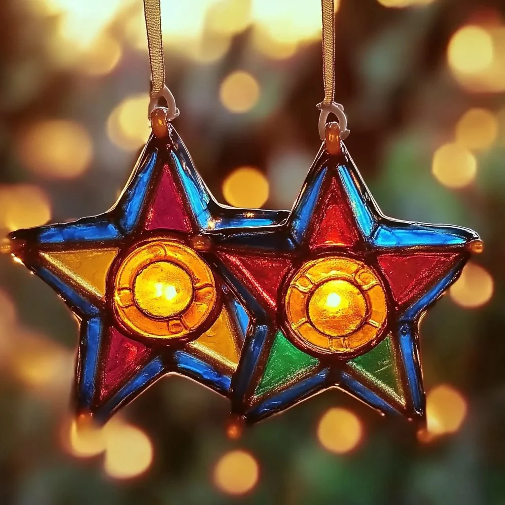Colorful DIY crayon suncatchers hanging in a window, reflecting light.