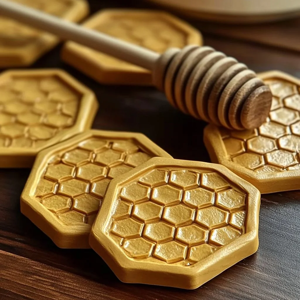 Handcrafted honeycomb clay coasters for home decor project