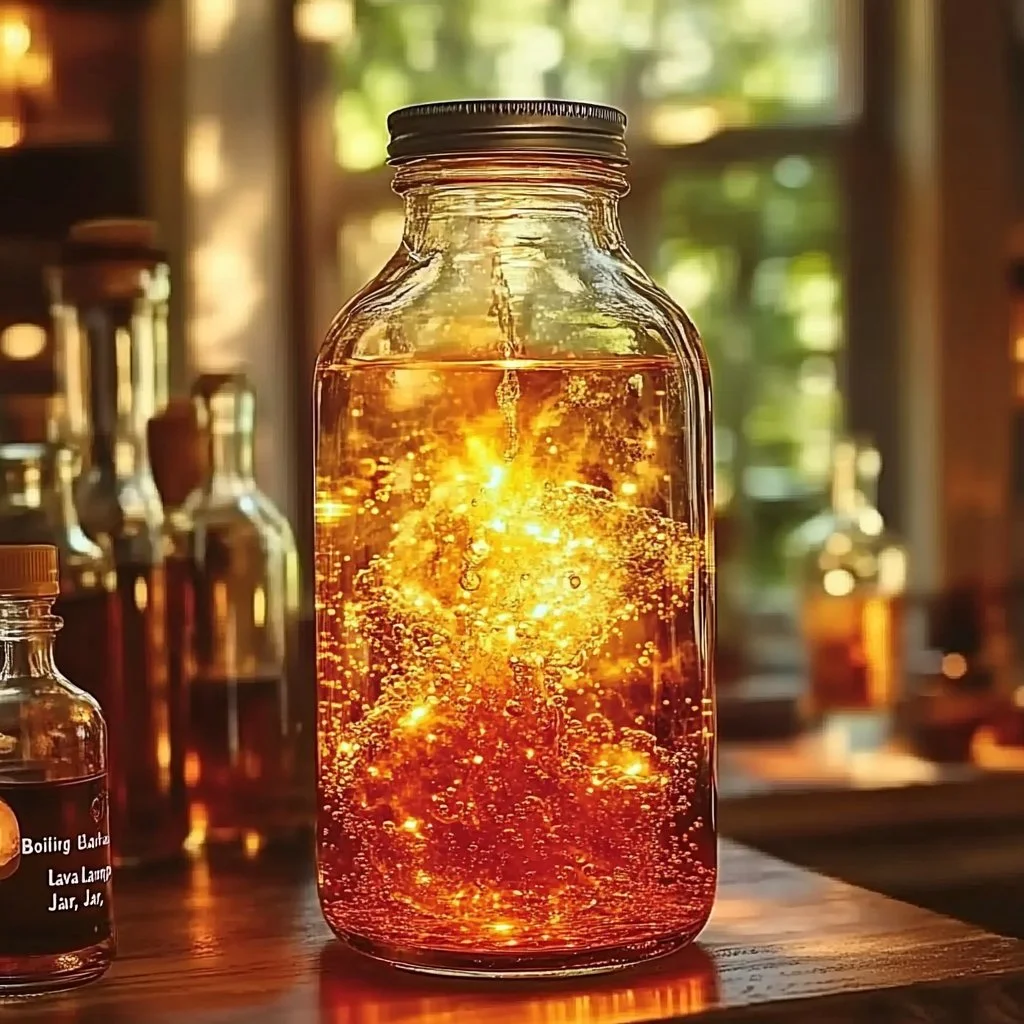 A colorful DIY lava lamp created with simple household materials