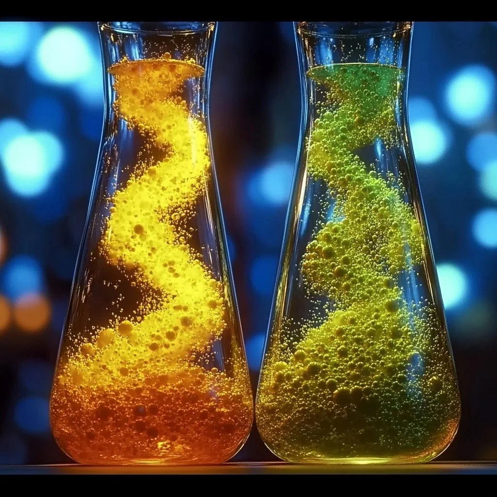 DIY lava lamp experiment showing colorful liquid in motion