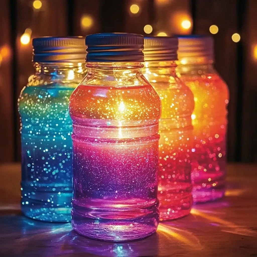 DIY rainbow glow lava lamp project showcasing vibrant colors and soothing glow.