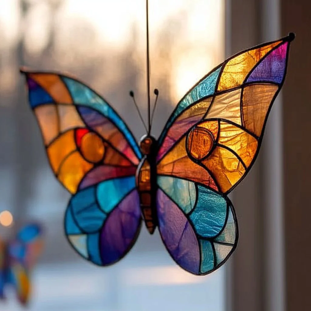 DIY stained glass butterfly project for home decoration