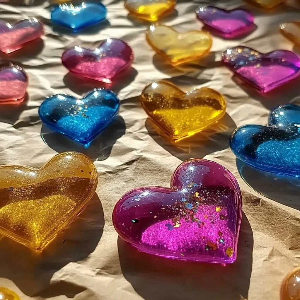 Colorful eco-friendly bioplastic suncatchers hanging in a sunny window