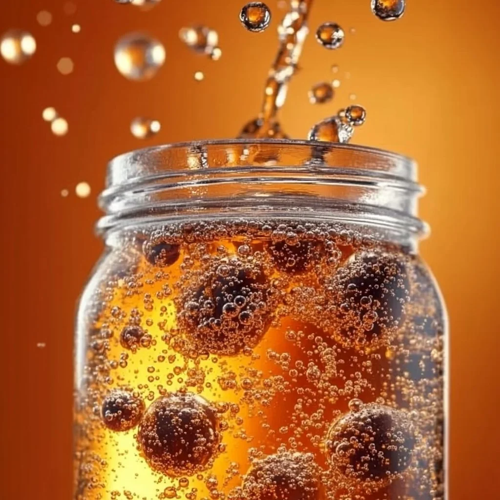 Child performing fizzing soda experiment with colorful reactions