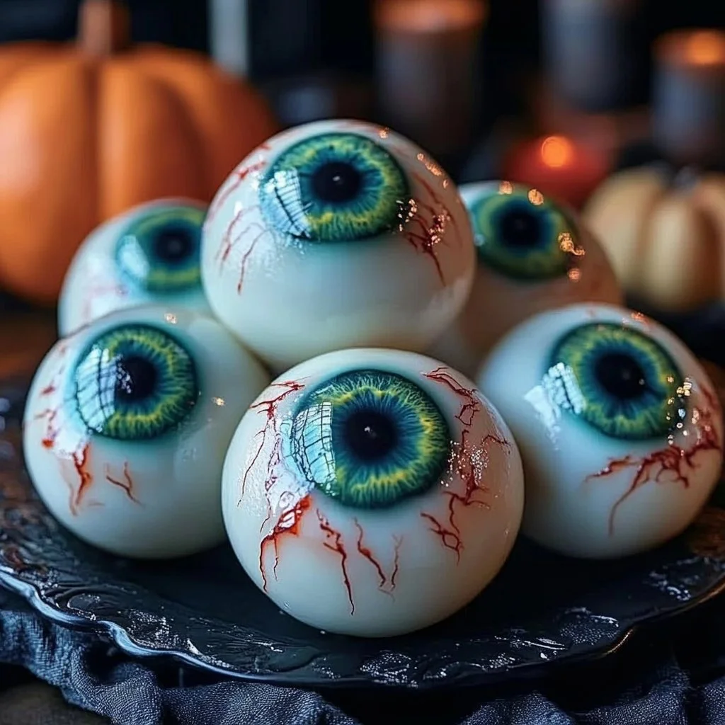 Giant edible eyeballs - a fun and spooky treat for parties.