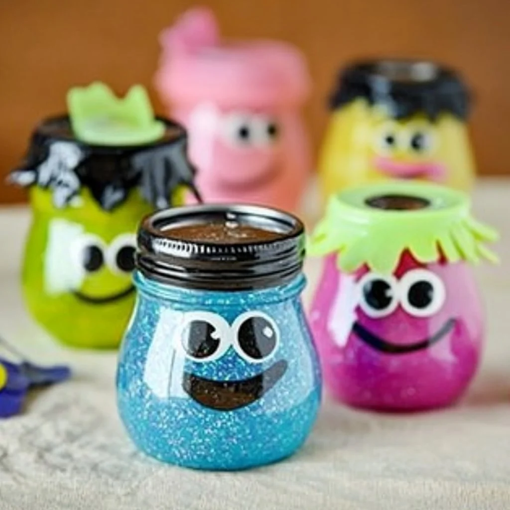Vibrantly colored glitter slime monsters for fun DIY projects